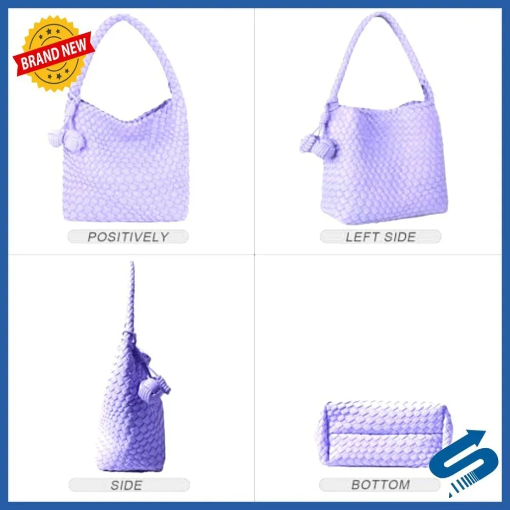 Woven Vegan Leather Hobo Bag Shoulder Tote Crossbody Mini Purse Casual